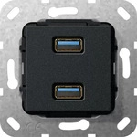 Gira Usb 3.0 A 2f Kpl. Einsatz Schwarz M [568410], 5684 10