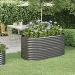 Vidaxl Hochbeet Pulverbeschichteter Stahl 152x80x68 Cm Grau