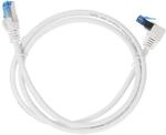 Cat 6a Patchkabel 1x 90&deg; Gewinkelt, S/ftp (pimf), Wei&szlig;, 0,5 M, Kupferleiter (cu),