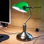 Bankerlampe Glas Verstellbar Tischleuchte Retro Gr&uuml;n Schreibtischleuchte