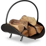 Kaminholzkorb Schwarz, Brennholzkorb Gro&szlig;, Holzwiege Kamin, Feuerholzkorb Metall,