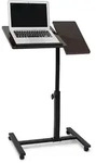 Relaxdays Laptoptisch H&ouml;henverstellbar, Laptopst&auml;nder Holz, Mit Rollen, Drehbar,