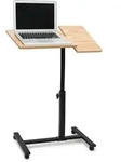 Relaxdays Laptoptisch H&ouml;henverstellbar, Laptopst&auml;nder Holz, Mit Rollen, Drehbar,