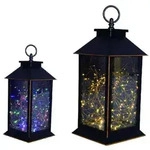 Trendline - Led Laterne 50 Led Antik Schwarz Warmwei&szlig;/ Bunt Flackernd 14x14x32cm
