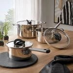 Tefal Kochtopfset Tefal Opti&acutespace Edelstahlfarben, 6-teilig