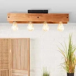 Lampe, Calandra Deckenleuchte 4flg Schwarz/holzfarbend, 4x A60, E27, 42w, Holz Aus