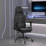 Vidaxl Massage Gaming Chair With Footrest Black Faux Leather