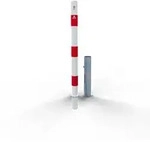 Schake Absperrpfosten Herausnehmbar Aus Stahlrohr &Oslash;60x2,5mm Wei&szlig; Mit Rot