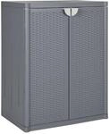Vidaxl Garden Storage Cabinet Grey 65x45x88 Cm Pp Rattan