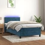 Boxspringbett Mit Matratze & Led Dunkelblau 90x200 Cm Samt Vidaxl