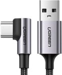 Kabel Seitlich Abgewinkelter Usb-stecker - Usb-c 1m 3a Grau