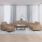 Vidaxl - 4-tlg. Sofagarnitur Mit Kissen Cappuccino-braun Kunstleder