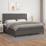Boxspringbett Mit Matratze Grau 200x200 Cm Kunstleder Vidaxl