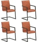 Freischwinger 4 Stk. Braun Echtleder Vidaxl