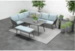 Exklusives Aluminium-rope-lounge Set 'miriam' Inkl. Tisch, Bank Und Kissen, Grau,