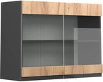 K&uuml;chenglasschrank R-line, Goldkraft Eiche, 80 Cm J-shape, Vicco
