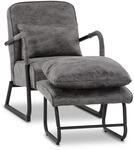 M Mcombo Sessel Mit Hocker F&uuml;r Wohnzimmer , Retro Vintage Relaxsessel Mit