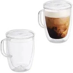 Doppelwandige Kaffeegl&auml;ser, 2er Set, 500 Ml, Teegl&auml;ser Mit Henkel & Deckel,