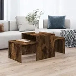 Vidaxl - Couchtisch-set R&auml;uchereiche 100x48x40 Cm Holzwerkstoff