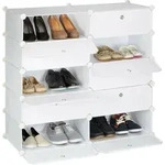 Relaxdays - Schuhschrank Mit 10 F&auml;chern, Schuhregal Gro&szlig;, Steckregal Kunststoff,