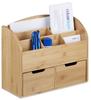 Relaxdays - Schreibtisch-Organizer Bambus, Briefablage, 6 Fächer, 2 Schubladen,