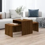 Vidaxl Couchtisch-set Braun Eichen-optik 100x48x40 Cm Holzwerkstoff