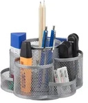 Relaxdays Stiftehalter, Metallgeflecht, 7 F&auml;cher, Drehbar, Rund, Kompakt, F&uuml;r