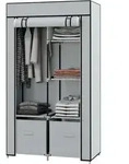 Kleiderschrank Stoffschrank Mit 5 F&auml;chern, Kleiderstange, Rei&szlig;verschluss