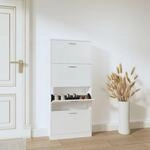 Schuhschrank Hochglanz-wei&szlig; 59x17x150 Cm Holzwerkstoff - Vidaxl