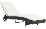 Sonnenliege Mit Rollen Und Auflage Poly Rattan Schwarz Vidaxl