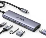 5in1 Multifunktions-hub-adapter Usb-c 3x Usb-a Hdmi 4k Pd 100w Grau