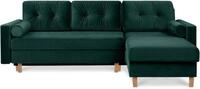 Eriso Bequemes Ecksofa, 3/4 Sitzer, Schlaffunktion, Dunkelgr&uuml;n - Konsimo