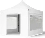 3x3 M Faltpavillon, Premium Stahl 40mm, Seitenteile Mit Panoramafenstern, Wei&szlig;