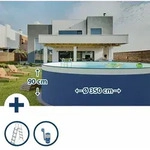Stahlwandpool Set (3-teilig) Hoch Rund 350 X 90 Cm, Stahl 0,3 Mm Anthrazit Folie 0,2