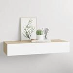 Wandregal Mit Schublade Eichen-optik Und Wei&szlig; 60x23,5x10 Cm Mdf Vidaxl