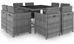 9-tlg. Garten-essgruppe Mit Auflagen Poly Rattan Anthrazit Vidaxl
