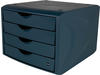 Helit - Schubladenbox mit Auszugssperre 4 Schubladen blau H215xB265xT332 mm