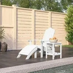 Vidaxl - Adirondack-gartenstuhl Mit Hocker & Tisch Hdpe Wei&szlig;