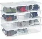 Schuhboxen Kunststoff, 12er Set, Stapelbar, Durchsichtige Aufbewahrungsboxen Mit