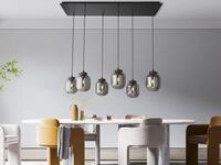 Pendelleuchte Regi Mehrflammig Mit 6 Rauchglas Glaskugeln, Breite 115cm