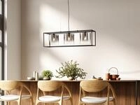Fischer&honsel - Pendelleuchte Samu 3-flammig Schwarz Mit Rauchglas, Breite 90cm