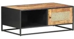 Couchtisch 90x50x35 Cm Raues Mangoholz Und Wiener Geflecht - Vidaxl