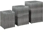 Vidaxl - Beistelltische 3 Stk. Mit Glasplatte Grau Poly Rattan