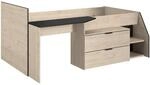 Lit Combine Enfant - Decor Chene Jackson Et Noir - 90 X190/200 Cm - Kim
