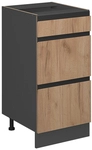 K&uuml;chenunterschrank R-line, Goldkraft Eiche, 40 Cm J-shape, Mit Schubladen, Ohne
