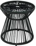 Outsunny Beistelltisch Aus Pe Rattan Runder Couchtisch Mit Glastischplatte Tablett