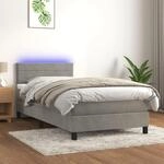 Boxspringbett Mit Matratze & Led Hellgrau 90x200 Cm Samt Vidaxl