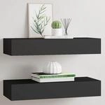 Wandregale Mit Schubladen 2 Stk. Schwarz 60x23,5x10 Cm Mdf Vidaxl