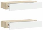 Wandregale Mit Schubladen 2 Stk. Eichen-optik Wei&szlig; 60x23,5x10cm - Vidaxl