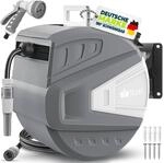 Schlauchtrommel Wasser 30+2m Grau Mit Wandhalterung + Tragegriff Schlauchaufroller